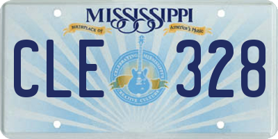 MS license plate CLE328