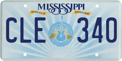 MS license plate CLE340