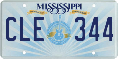 MS license plate CLE344