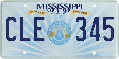 MS license plate CLE345