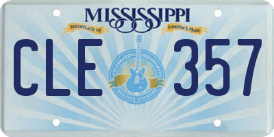 MS license plate CLE357