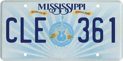 MS license plate CLE361