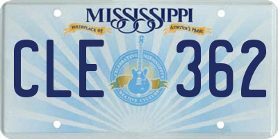 MS license plate CLE362
