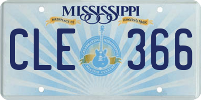 MS license plate CLE366