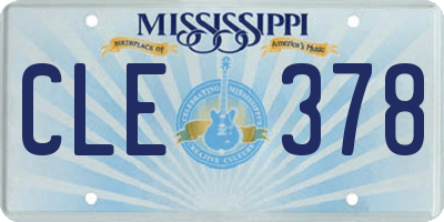 MS license plate CLE378