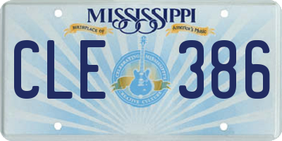 MS license plate CLE386