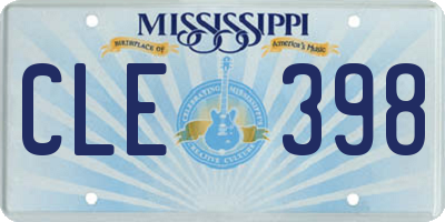 MS license plate CLE398