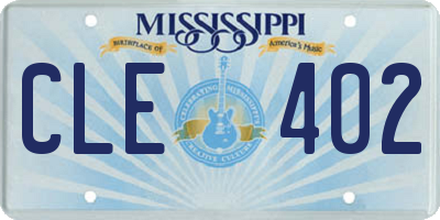 MS license plate CLE402