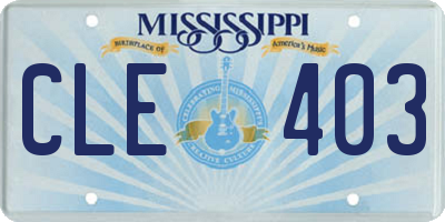 MS license plate CLE403