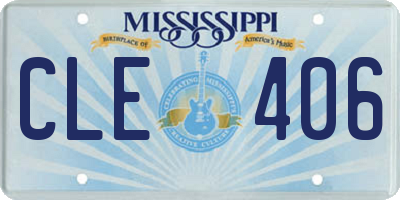 MS license plate CLE406