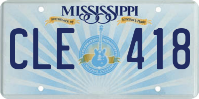 MS license plate CLE418