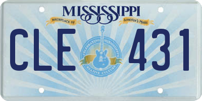 MS license plate CLE431