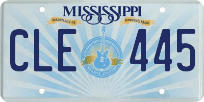 MS license plate CLE445