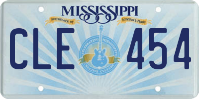 MS license plate CLE454