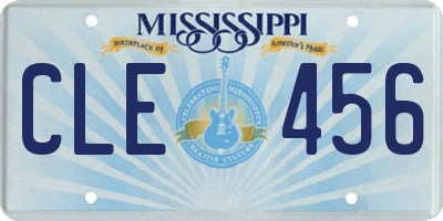 MS license plate CLE456