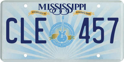 MS license plate CLE457