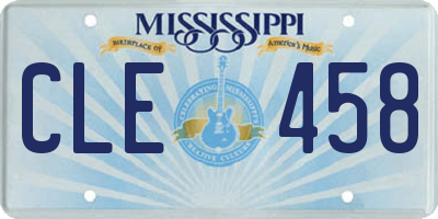 MS license plate CLE458