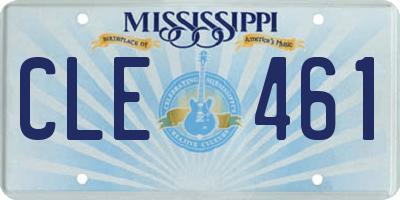MS license plate CLE461