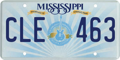 MS license plate CLE463