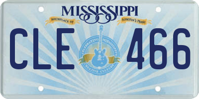 MS license plate CLE466