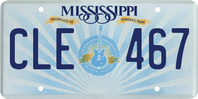 MS license plate CLE467