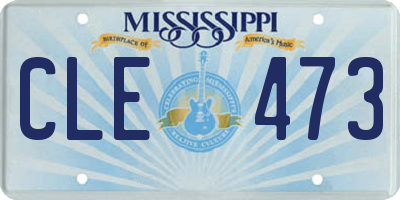 MS license plate CLE473