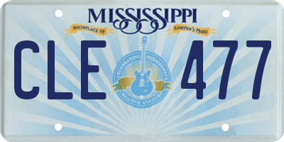 MS license plate CLE477
