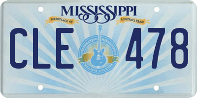 MS license plate CLE478