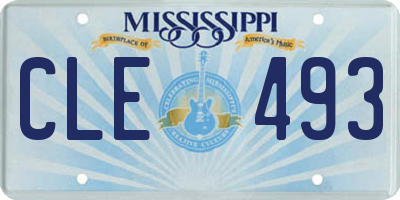 MS license plate CLE493