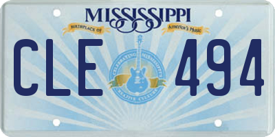 MS license plate CLE494
