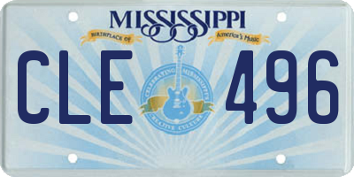 MS license plate CLE496