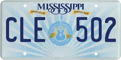 MS license plate CLE502