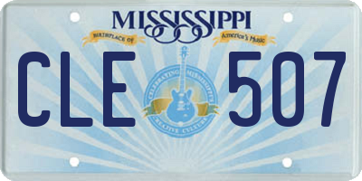 MS license plate CLE507