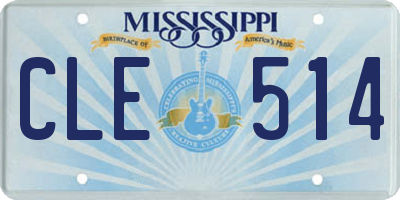 MS license plate CLE514