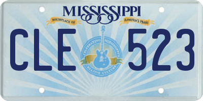 MS license plate CLE523