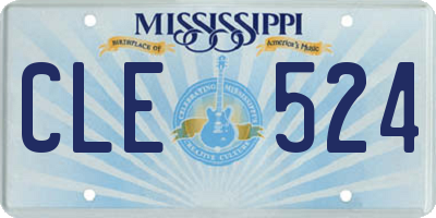 MS license plate CLE524