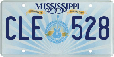 MS license plate CLE528