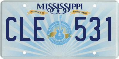 MS license plate CLE531