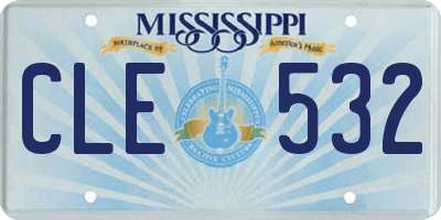 MS license plate CLE532