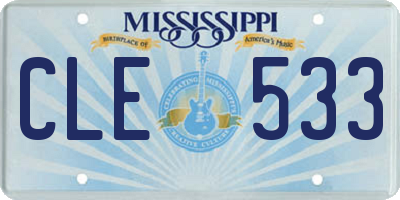 MS license plate CLE533