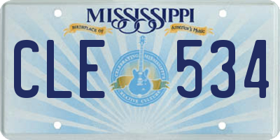 MS license plate CLE534
