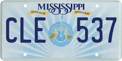 MS license plate CLE537