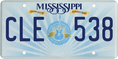 MS license plate CLE538