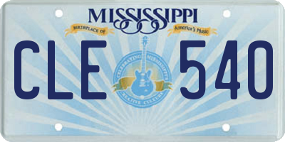 MS license plate CLE540