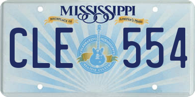 MS license plate CLE554