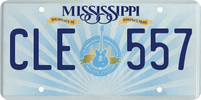 MS license plate CLE557
