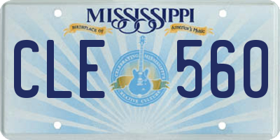 MS license plate CLE560