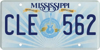MS license plate CLE562