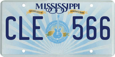 MS license plate CLE566