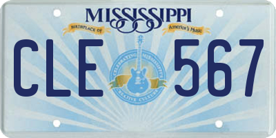 MS license plate CLE567